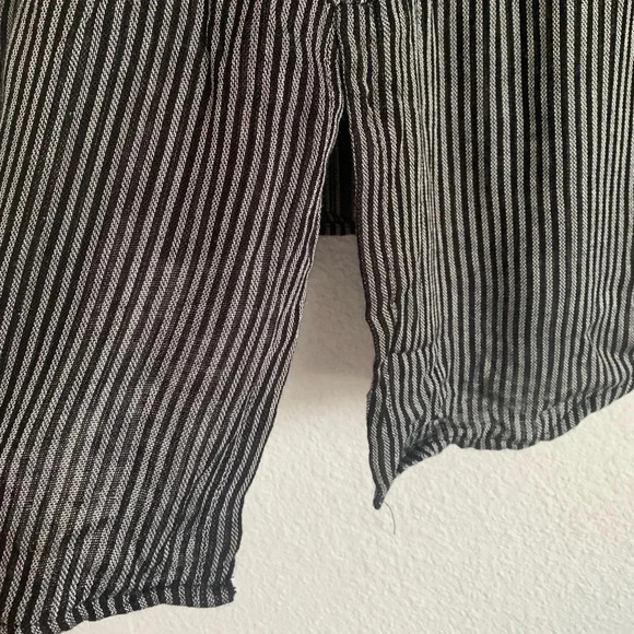 Vintage Havana Black White Striped "Take A Trip" Emboridered Button Up Shirt (S) - Picture 8 of 11